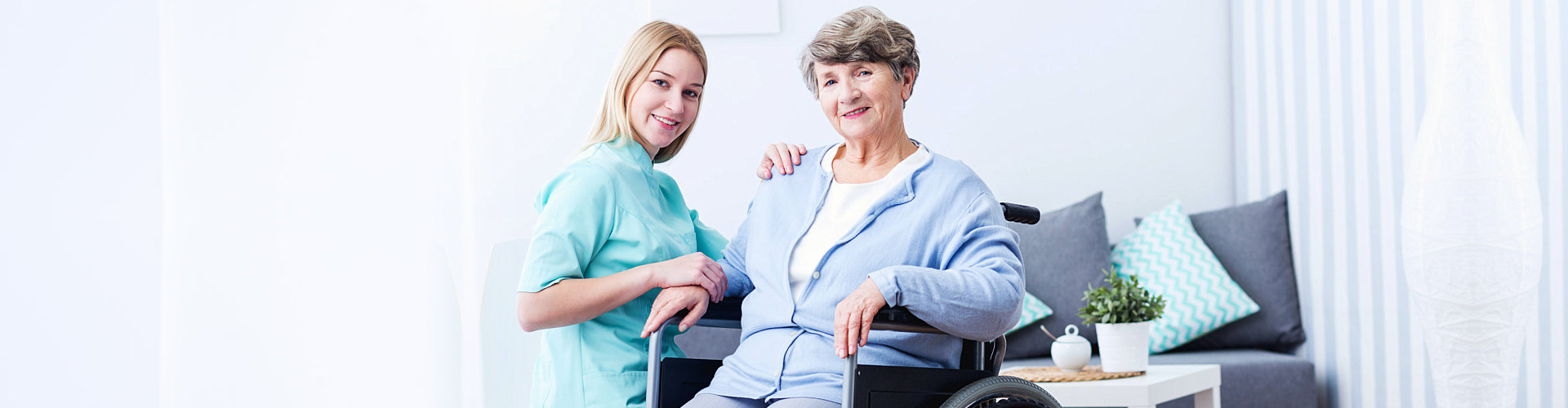 medical staff and senior smiling