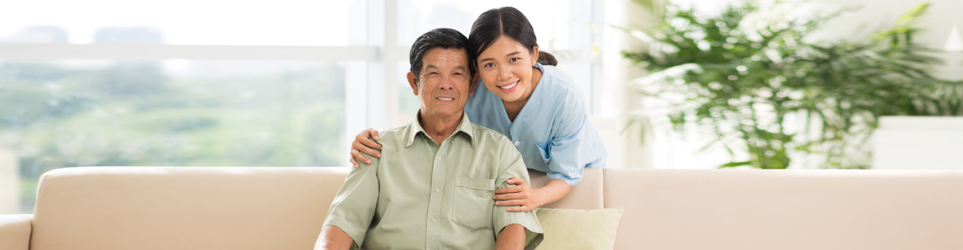 medical personnel and senior smiling