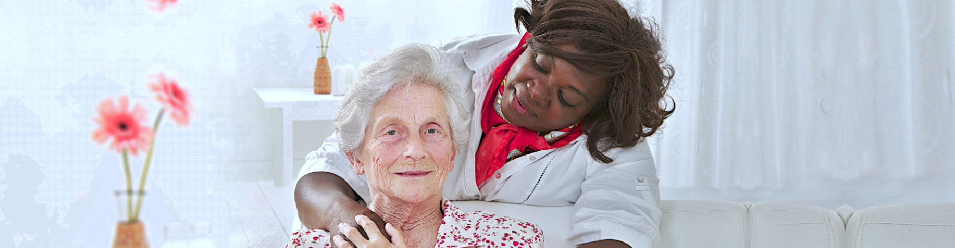 senior and medical personnel smiling