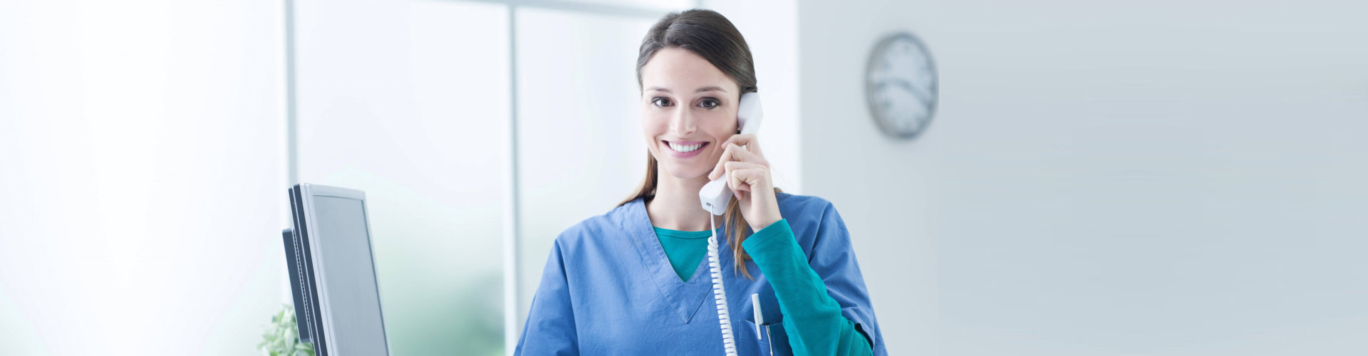 medical staff with telephone